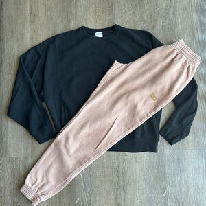 PINK Victoria's Secret Cozy Tan and Black Loungewear
